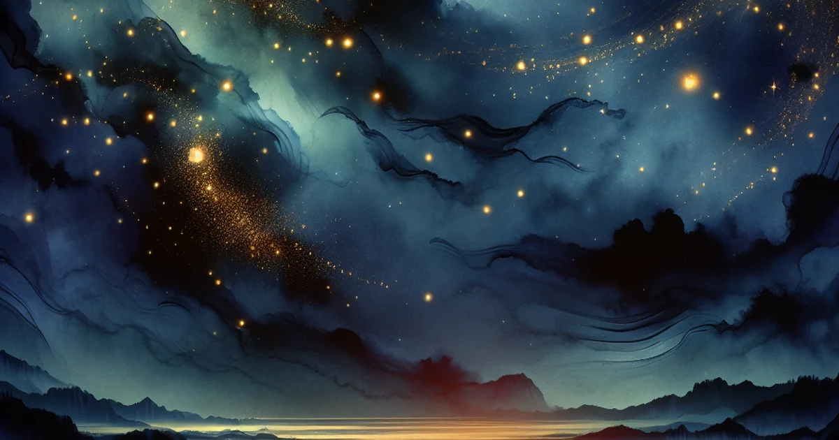 A mystical landscape illustrating the essence of Giselle saju through astrology.