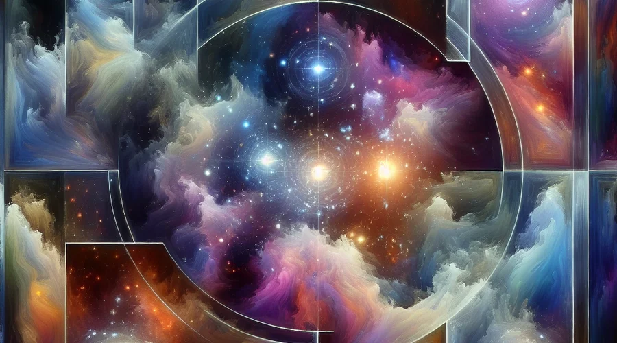 Conceptual diagram of Rosé saju profile showcasing the Four Pillars connections in a cosmic theme.