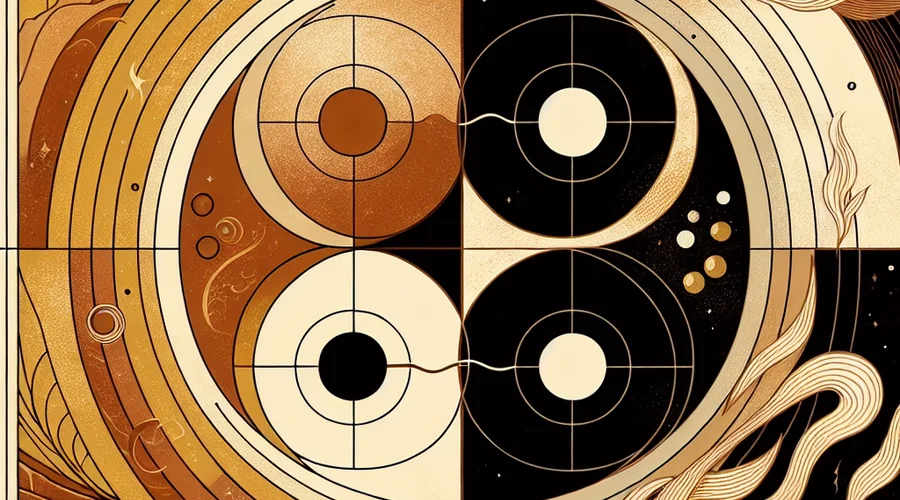 Symbolic representation of four pillars in yin yang saju, emphasizing elemental balance.